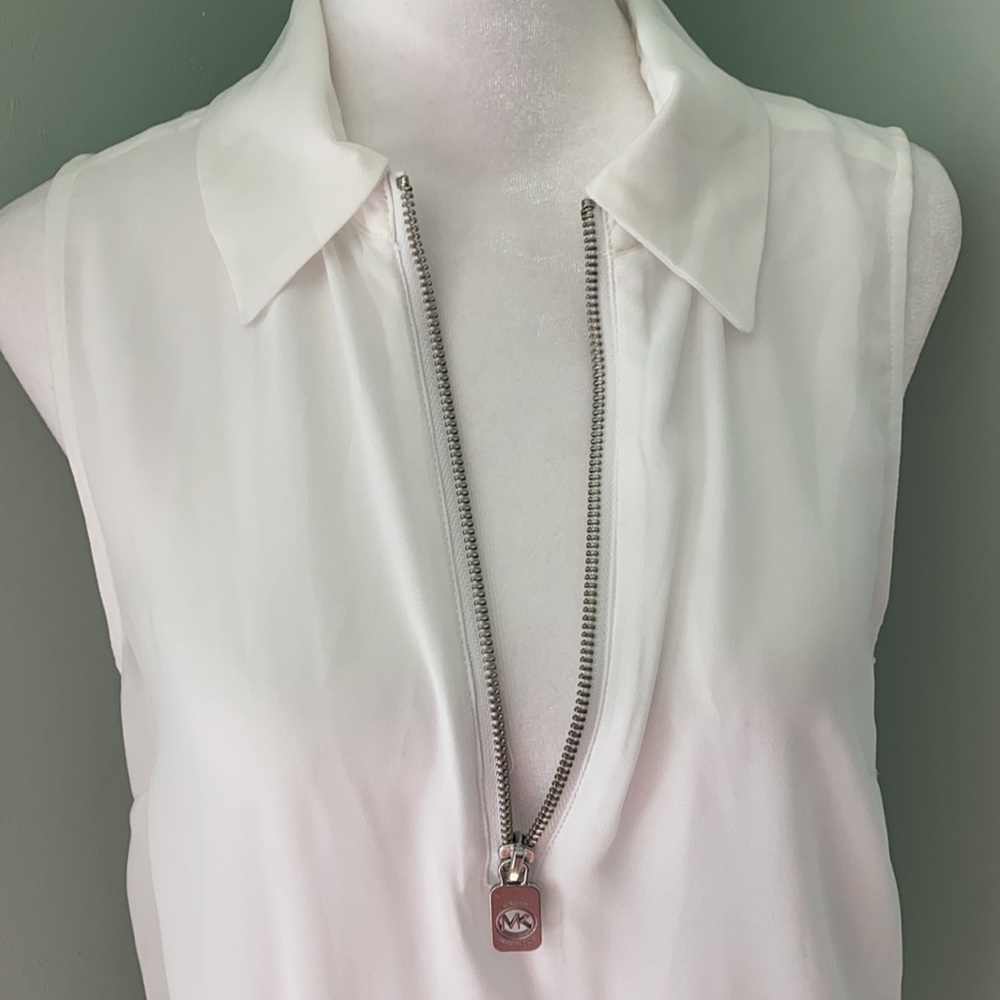 Michael Kors White Sleeveless Zip Top - Picture 2 of 4